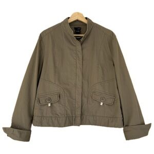 Kenzie cotton, lightweight, zip up jacket in sage | Sz 14